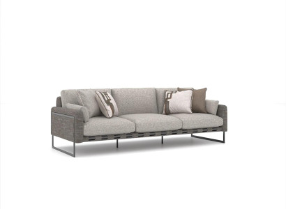 Living room Luxury Gray Three Seater Sofa Furnishings Modern Textile Design