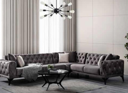 Modern Sofa Corner sofa Textile Living room furniture Sofa L-shape Gray Luxury new