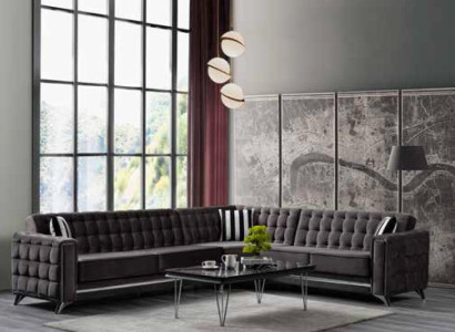 Corner sofa in gray textile furniture comfortable L-shaped sofa modern new