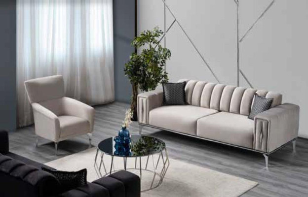 Comfortable Sofa Upholstered Luxury Sofa Modern Style Color Beige for Living room