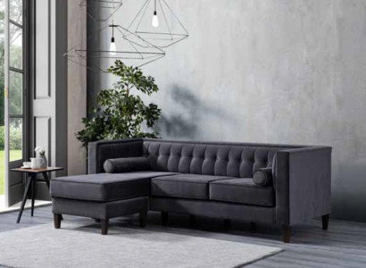 Modern Gray Three Seater Sofa Luxury Couch Seating Furniture Wooden Frame Upholstery