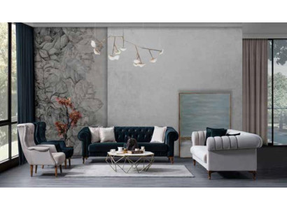 Dark green living room luxury sofa modern couch wooden frame seating furniture