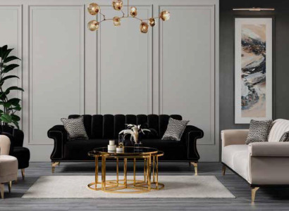 Upholstered Luxurious Sofa 3-Seater Comfortable modern style in Black new
