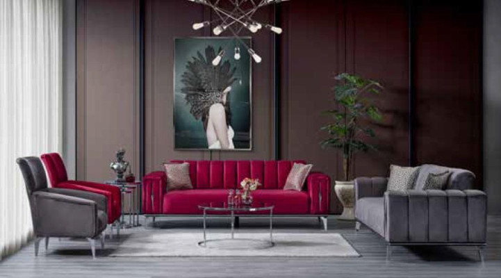 Upholstered Luxurious Sofa 3-Seater in Modern Style for Living room in Pink