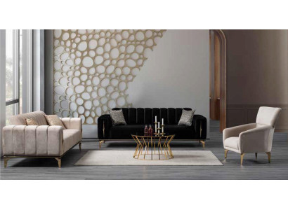 Luxury sofa upholstered 3-seater modern style for living room black color new