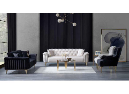 Living room Armchair Comfortable single seater Upholstered furniture White wooden frame