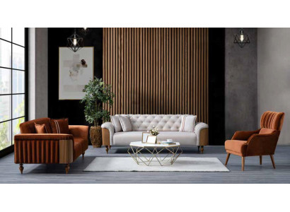 Armchair single chair 1-seater designer armchair seat cover fabric in brown colorNew