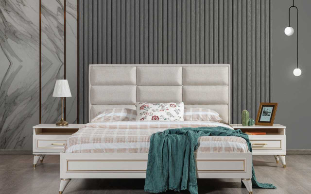Large Bedroom Set Double bed Dressing Table Stool Mirror 6pcs