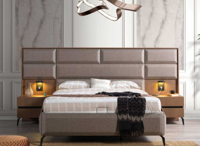 exclusive s Gray Bedroom Double bed with 2x bedside tables 3-piece set