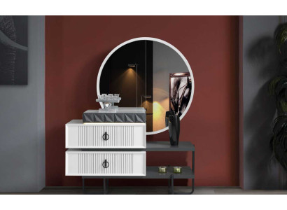 White-Black Dressing table with Mirror Bedroom Luuxs Furniture 2pcs