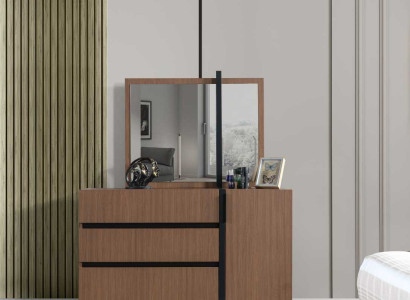 Modern Brown Bedroom Chest of drawers 3x drawers 1 door Wood Furniture