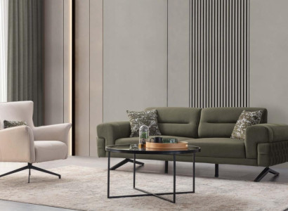 Green and white living room seating set exclusive r three-seater upholstered armchair