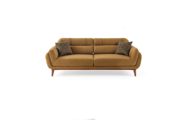 Brown upholstered sofa textile couch Living room Seater exclusive r three-seater