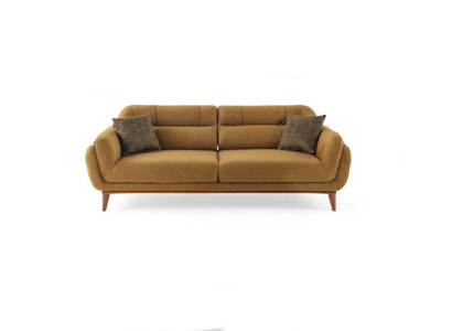 Brown upholstered sofa textile couch Living room Seater exclusive r three-seater