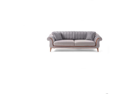 Gray Sofa Designer Living room 3-Seater Wooden Frame Textile Couches