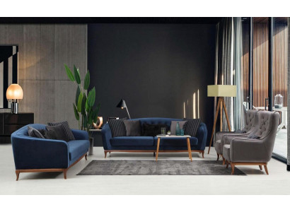 Chesterfield Suite Sofa set Luxury Sofa 4+3+1 Seater Group Fabric