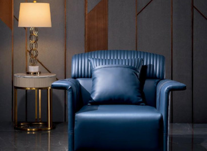 Armchair Chair Dining room TV Lounge Seat Blue Modern Design