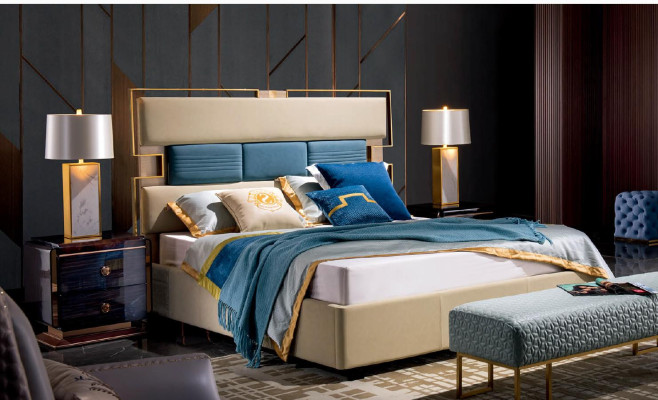 Bed Upholstery Design Luxury Wood Double Hotel Decorative Beds Marriage Sleep Room