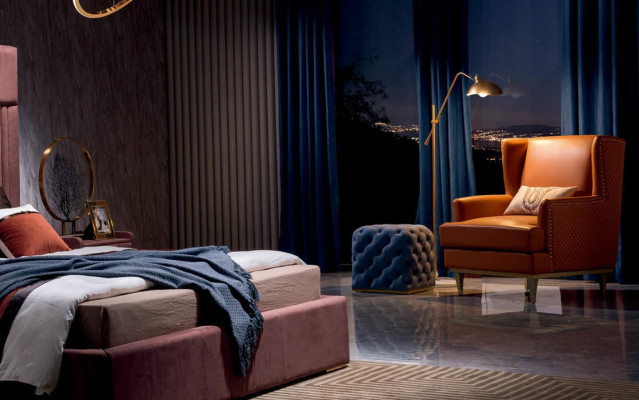 Bed Classic Upholstery Design Luxury Double Hotel Beds Sleep Room