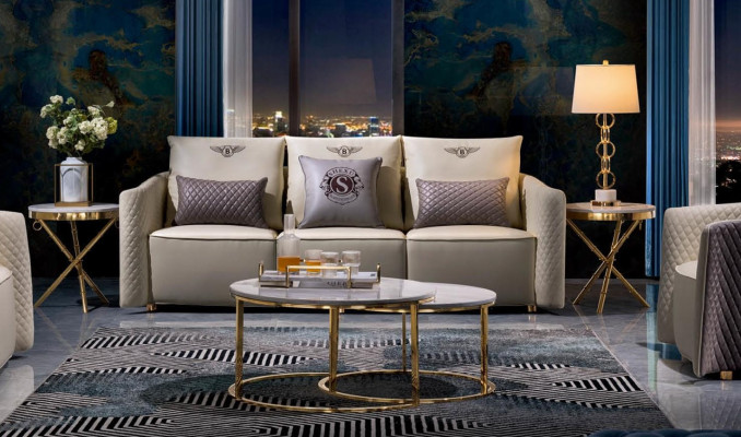 Side Couch Table Round Tables Round Sofa Metal Glass Luxury Designer