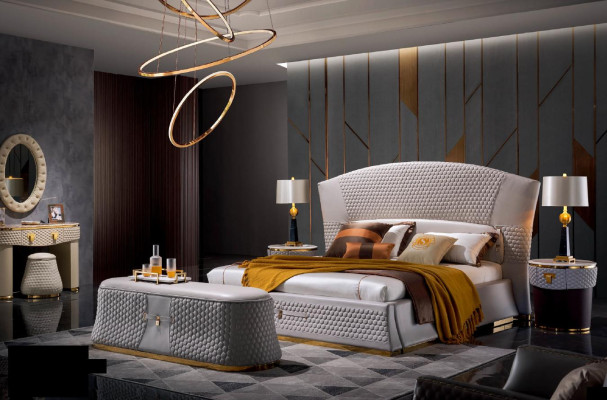 Bed Beds Double bed Bedroom Leather Upholstery Textile double beds