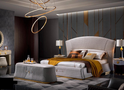 Bed Beds Double bed Bedroom Leather Upholstery Textile double beds