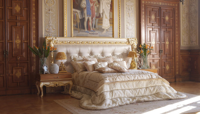 Chesterfield Bed Double bed Luxury Beds Poster Wood Italian Furniture new