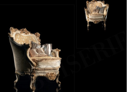 Luxurious carved armchair in classic style for the living room