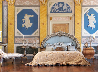 Bed Headboard Hotel Bed Wood Silver Classic Italian Furniture Real wood new
