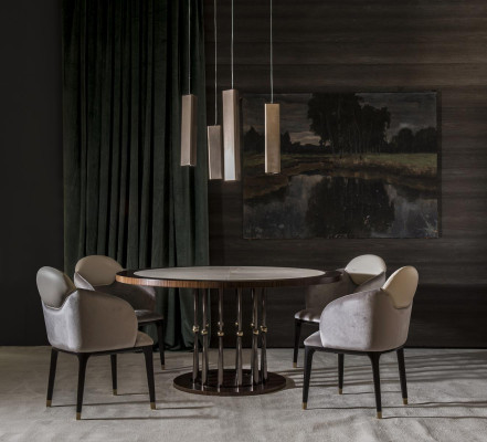 Group Chairs Suite Textile Fabric Wood Upholstered Dining room Chairs 4x Chair