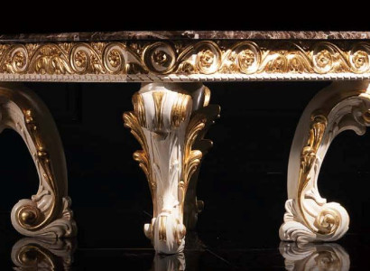 Coffee table with Marble Round Table antique Side table Baroque Rococo Italian