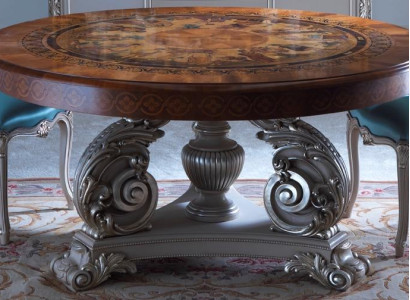 Round Dining table Dining room Furniture Italian Tables Real wood Table Furnishings