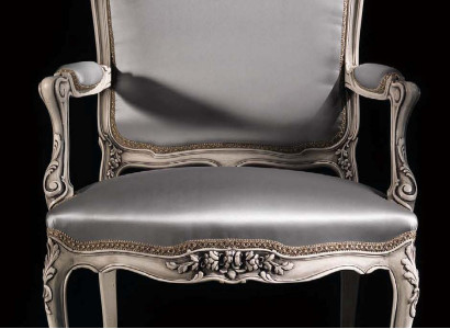 Dining room Chairs Luxury Armchair Chair Wood Silver Throne Baroque Living room Furniture