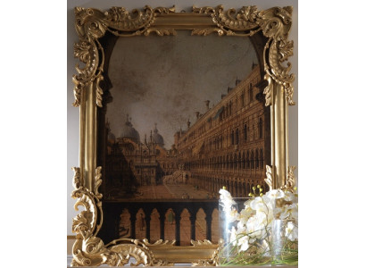 Mirror with carved frame gold baroque rococo Italian wall mirror new