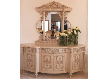 Chest of drawers Sideboard Chests of drawers Mirror Set Real Wood Italian Furniture Antique Style