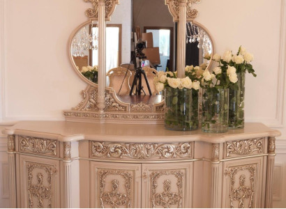 Chest of drawers Sideboard Chests of drawers Mirror Set Real Wood Italian Furniture Antique Style