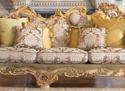 Classic s Chesterfield sofa with hand carved details