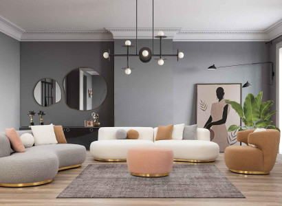 Luxury Round Sofas Living landscape Villas Furniture Furnishings Hotel 4 pcs