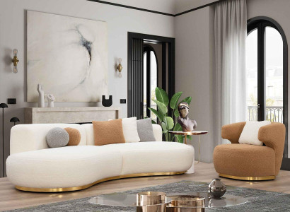 Sofa set Living room 3+1 Seat Modern Fabric Sofa Sofa Armchair Wood