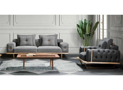 Sofa set Living room 3+1 Seat Modern Fabric Sofa Sofa Armchair Wood