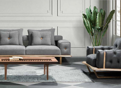 Sofa set Living room 3+1 Seat Modern Fabric Sofa Sofa Armchair Wood