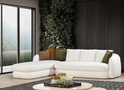 Design Corner sofa L-shape Couch Upholstery Textile Luxury Living room Sofa White