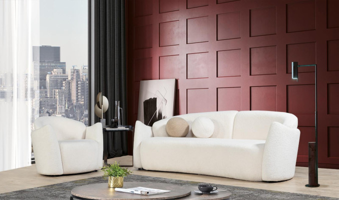 Design Corner sofa L-shape Couch Upholstery Textile Luxury Living room Sofa White