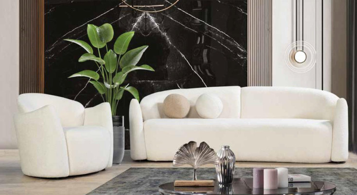 Design Corner sofa L-shape Couch Upholstery Textile Luxury Living room Sofa White