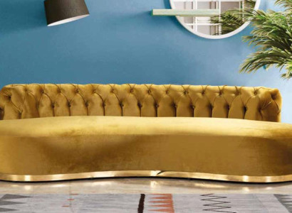 Living room Sofa Chesterfield Modern Wood Textile Metal Four-seater chesterfield