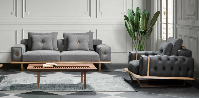 gante Loft Couch Hut Sofa Country House Couches Textile Big 250cm Gray