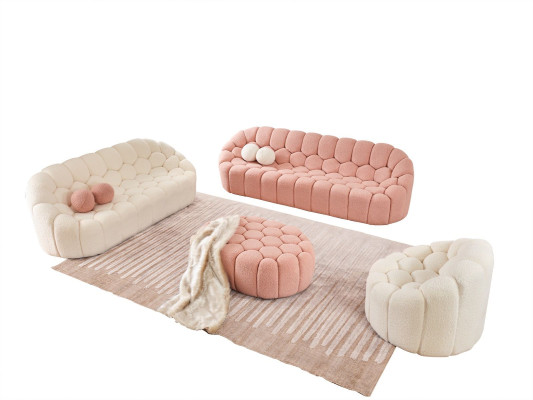 Sofa Living room 3 Seater Couch Chesterfield Upholstery Seat Suite Pink