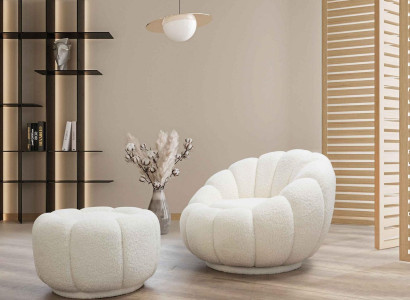 Armchair + Stool for Living room Round Chair with Stool Modern Furniture