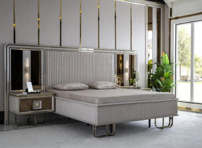 Bedroom Set White Bed Wood 2x Bedside tables Beds Sets Luxury 3-piece.