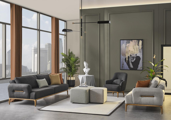 Sofa set 431 Seat 2x Stool Sofa Set 5-piece luxury living room living